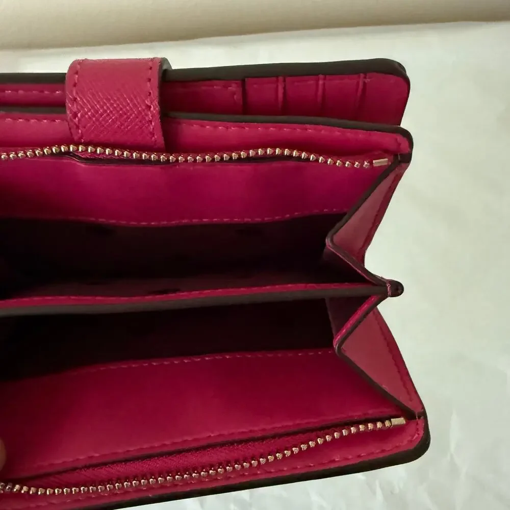 Kate Spade Staci Medium Compact Bifold Wallet in Pink Ruby